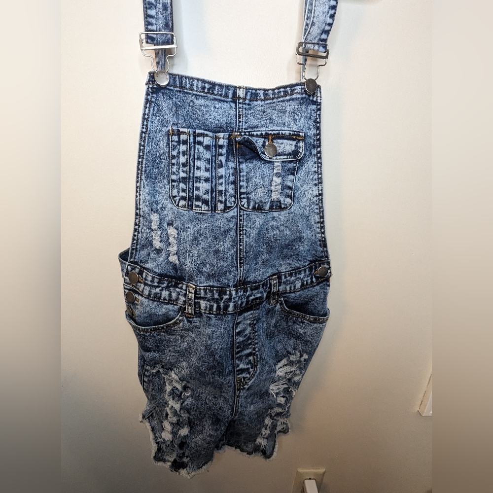 JW Signature Distressed Denim Overalls